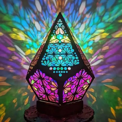 KısaKöşegen | Bohem 3D Geometrik LED Masa Lambası - Vintage Gece Lambası