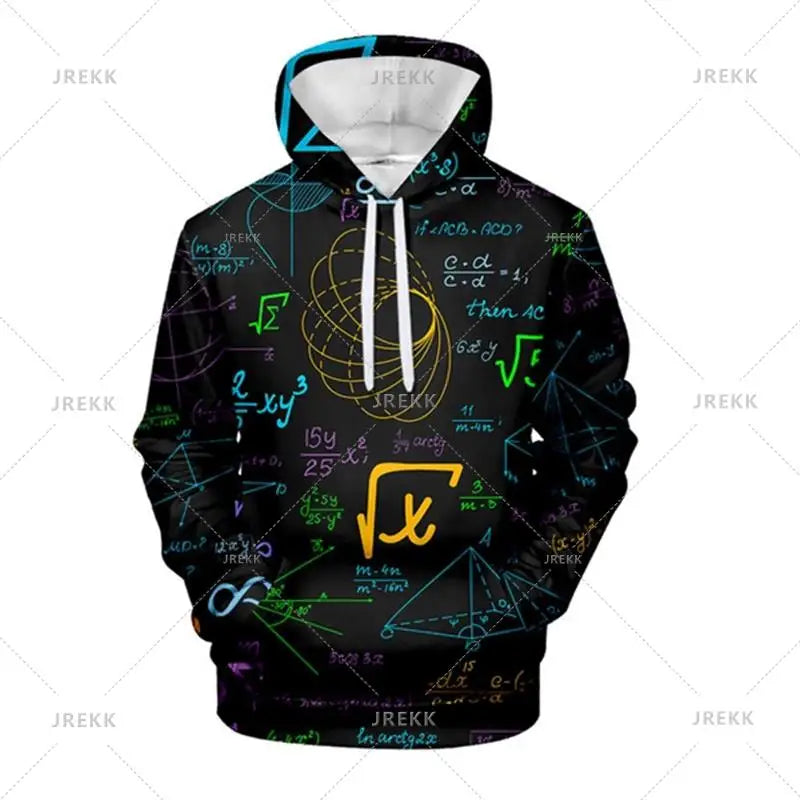 Kısa Köşegen | Matematik Formüllü 3D Baskılı Kapşonlu Sweatshirt – Erkek ve Kadın için Unisex Hoodie