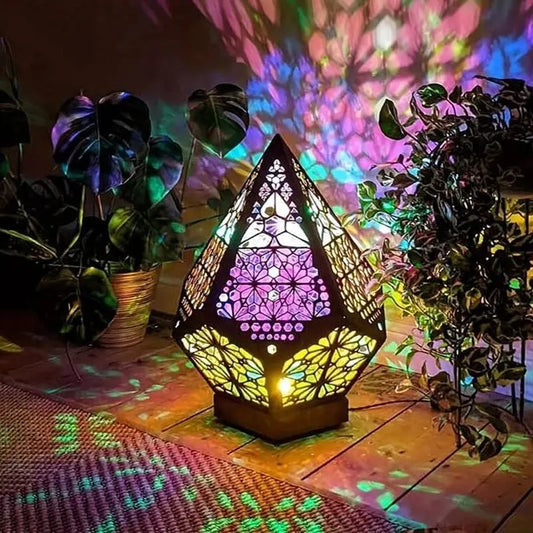 KısaKöşegen | Bohem 3D Geometrik LED Masa Lambası - Vintage Gece Lambası