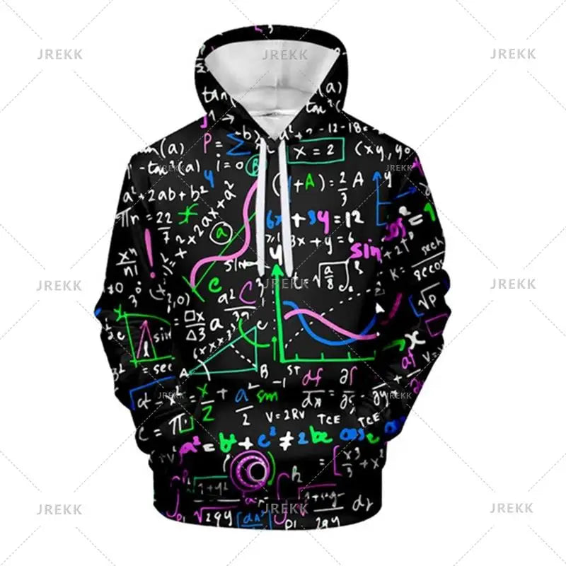 Kısa Köşegen | Matematik Formüllü 3D Baskılı Kapşonlu Sweatshirt – Erkek ve Kadın için Unisex Hoodie